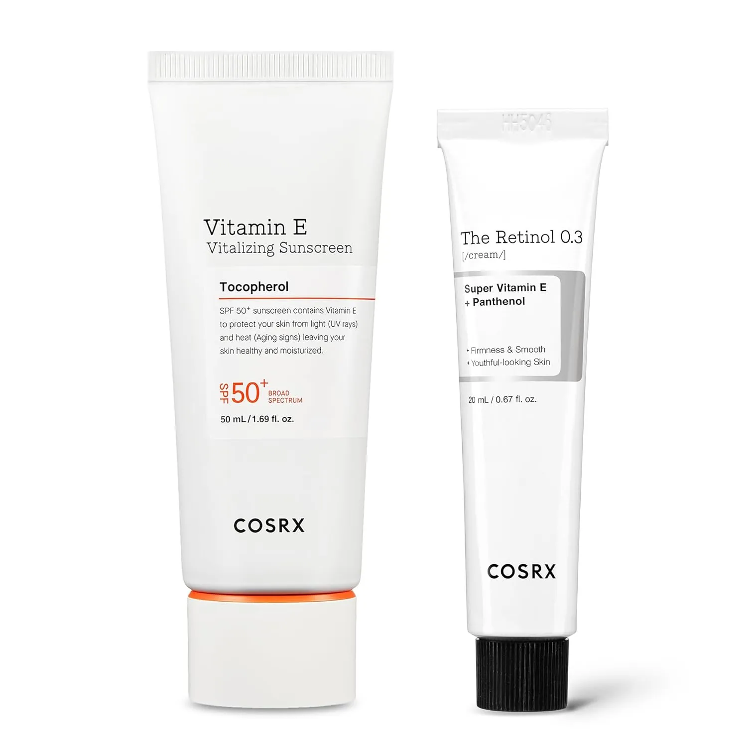 COSRX Ultimate Glow Sun & Night Duo - Vitamin E Vitalizing Face Sunscreen SPF 50   Retinol 0.3% Cream