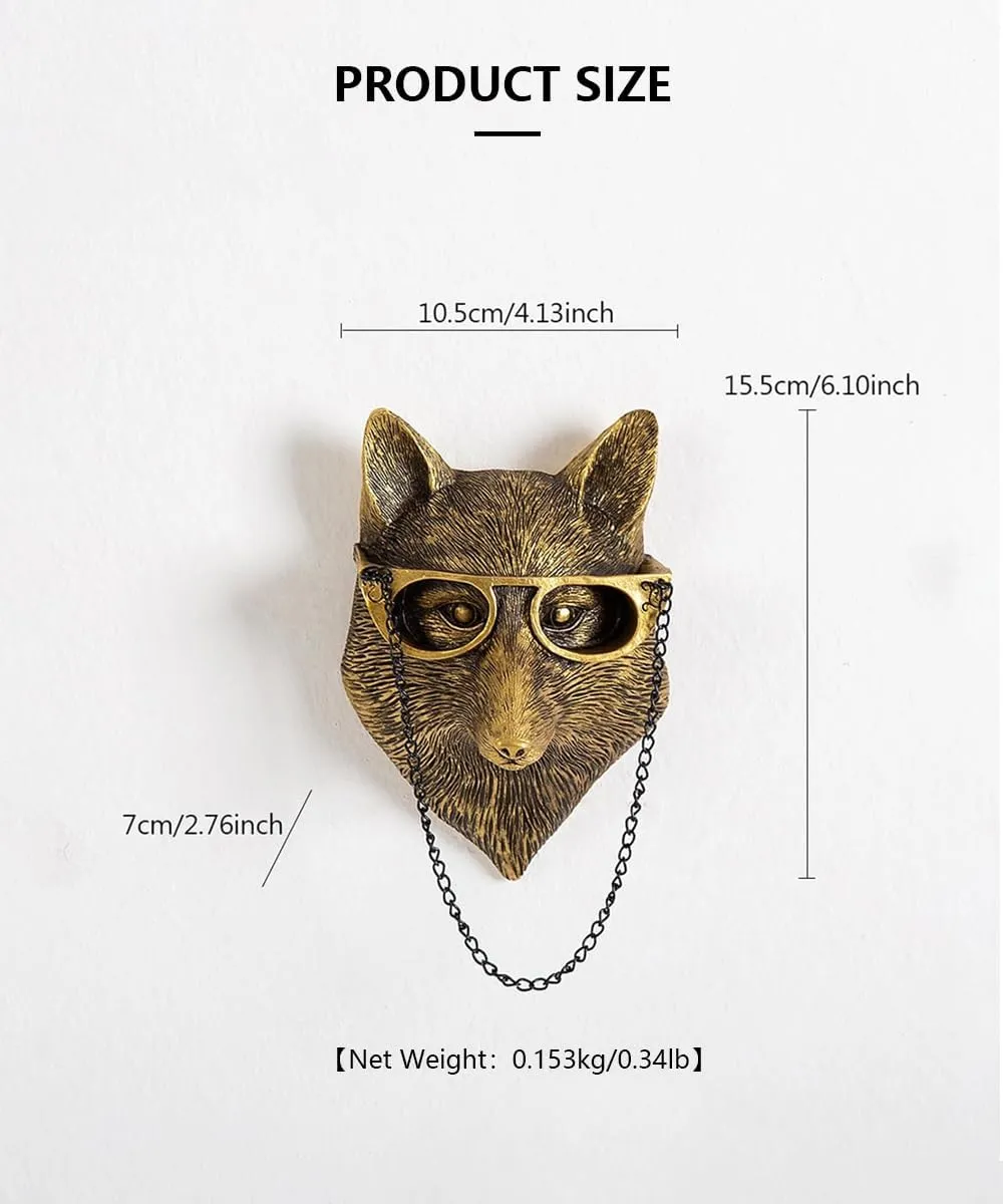 Coyoohouse 3D Gold Fox Head Wall Decor - Resin Animal Wall Art Sculpture, Resin Animal Head Wall Mount for Living Room, Bedroom, Office - Modern Home Decor Statues Gifts for Men Women
