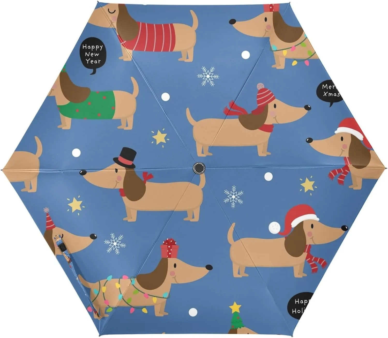 Cute Dachshund Puppy Automatic Mini Travel Windproof Umbrella Compact Auto Open/Close Small Lightweight Portable Folding Rain Umbrellas for Women Men