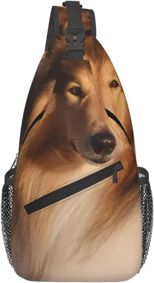 Cute Shepherd Dog Casual Chest Bag For Men And Women, Cross-Body Bag With Adjustable Shoulder Strap, Suitable For Hiking And Sports