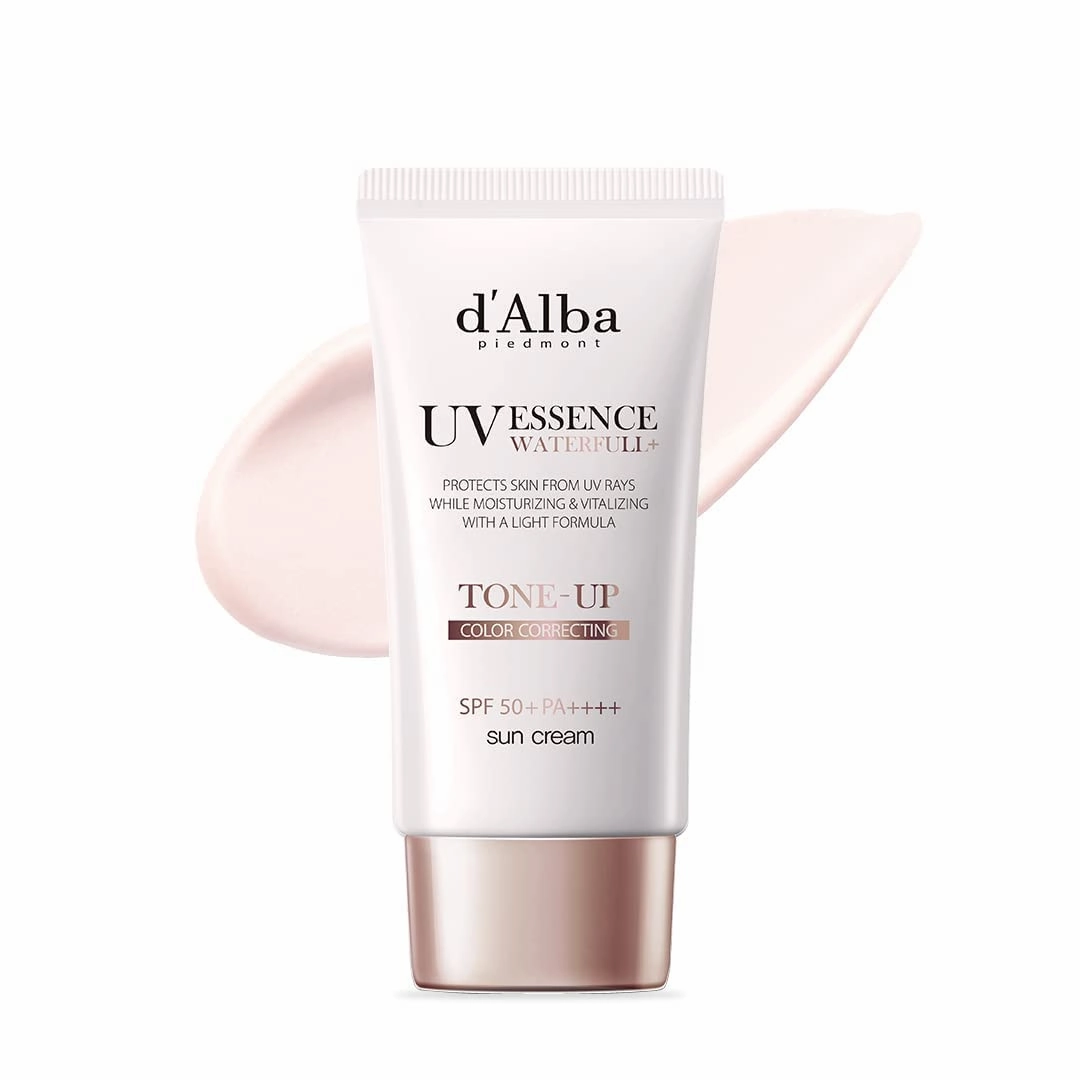 d'alba Piedmont Italian White Truffle Waterfull Tone-up Sunscreen, Vegan Skincare, Tinted Moisturizer with SPF 50  PA    , Glowy Sunscreen, Gentle and Safe Use for all Skin Types
