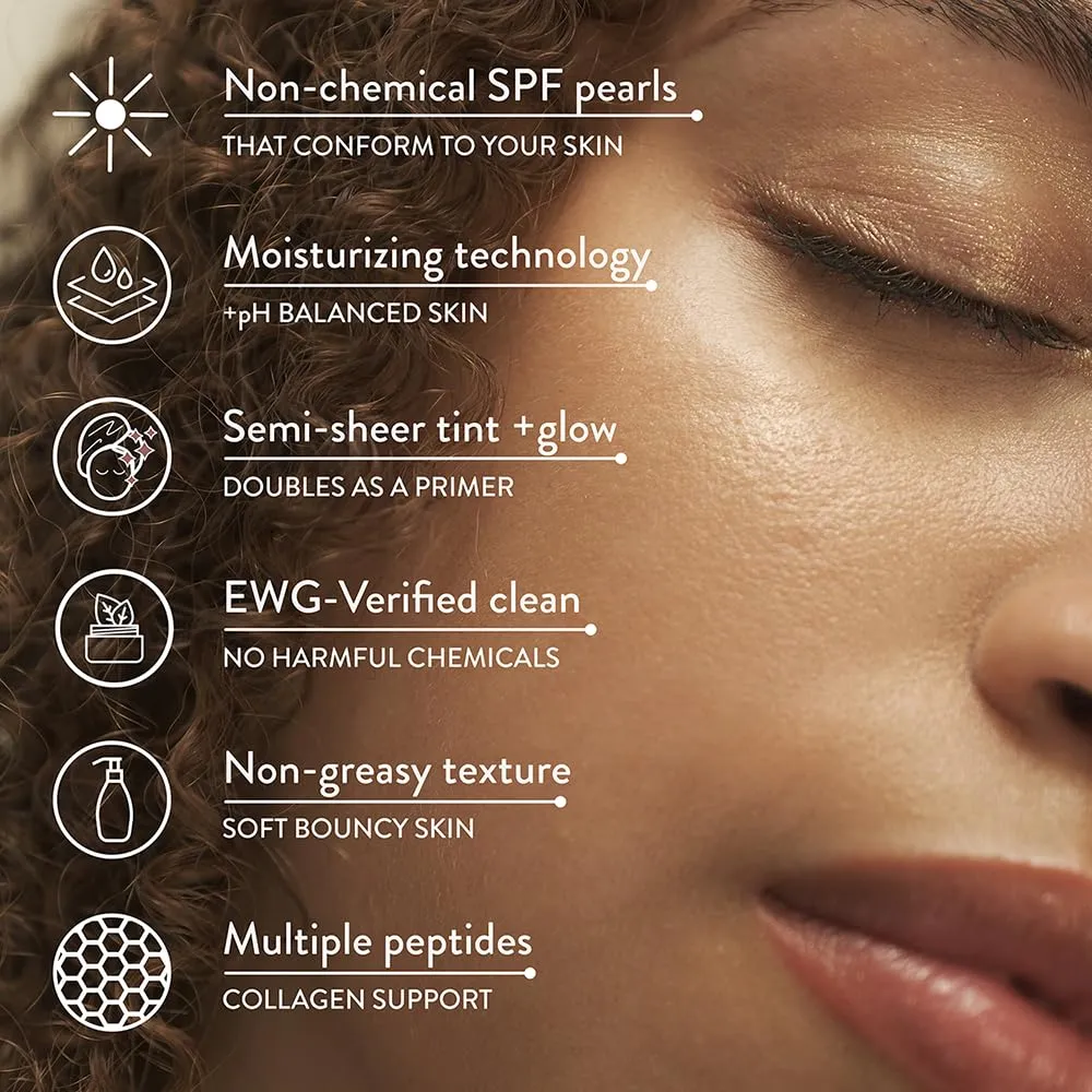 Daily Bawse Tinted SPF Serum – Clean Beauty with Hyaluronic Acid & Peptides, Lightweight Moisturizing Formula, Sheer Glow Tint, (Golden Hour/Dark)