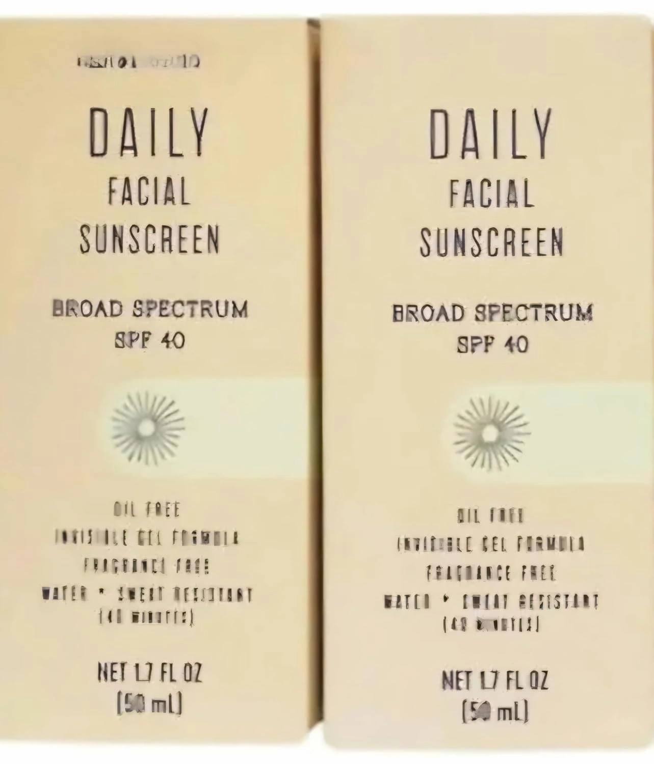 Daily Facial Sunscreen Broad Spectrum SPF40, oil free invisible, gel formula, fragrance free, water   Sweat Resistance (2 Pack)