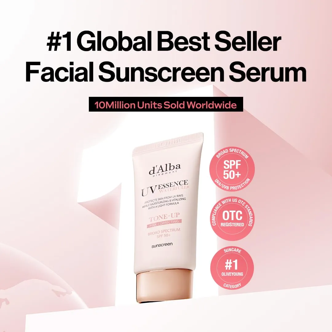 d'alba Piedmont Waterfull Tone-Up Sunscreen Serum BROAD SPECTRUM SPF 50   Korean Sunscreen for Face, All Skin Tones, Sweat Proof Formula (1.69 fl.oz.)