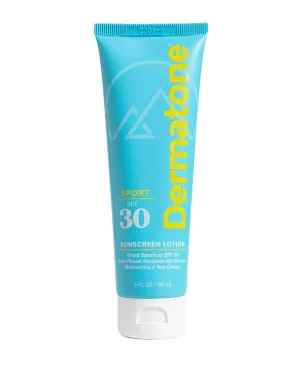 Dermatone Sport Sunscreen Lotion SPF 30 | Water Resistant (80 min), Oxybenzone and Octinoxate Free Sunscreen for Body and Face | Moisturizing Broad Spectrum UVA/UVB Protection SPF Lotion | 3oz