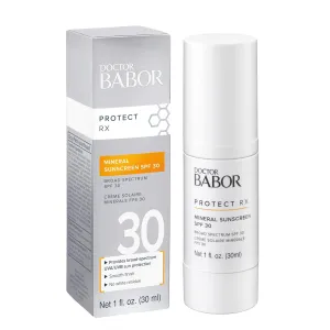 DOCTOR BABOR Protect Rx Mineral Face Sunscreen SPF 30, Physical Protection with No White Cast, Non Tinted Sheer Mineral Coverage for Anti Aging and Wrinkle Defense, Moisturizing Under Makeup, 1 oz.