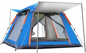 Dome Camping Tent 3-5 Person 4 Season Double Layers Waterproof Anti-Windproof Tents Family Outdoor Camping Tent (Color : Width 215cm, Size : Blue)