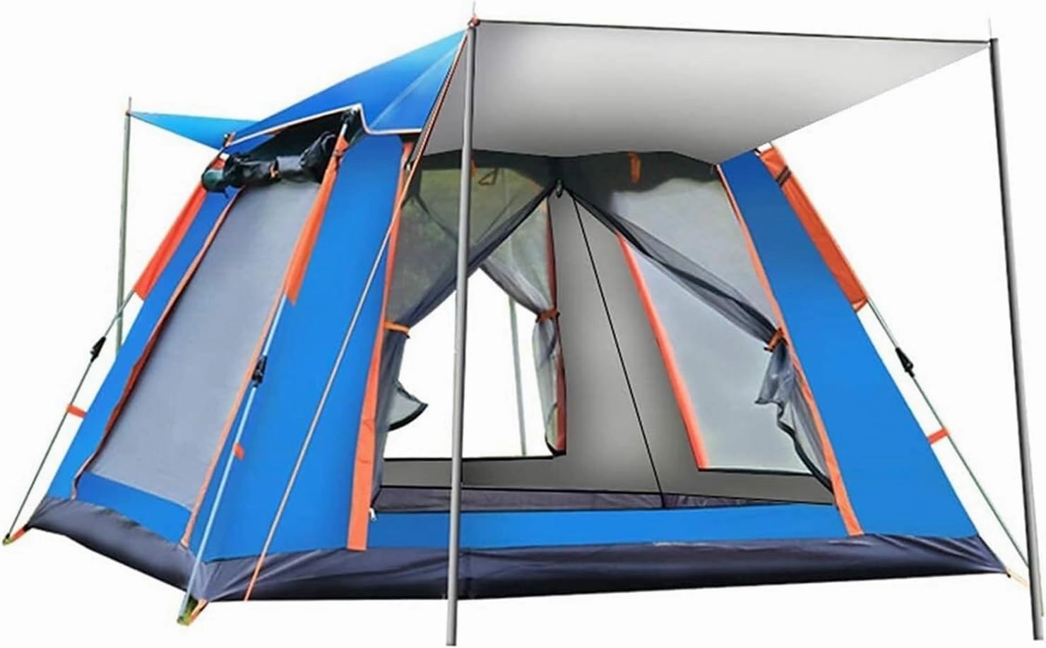 Dome Camping Tent 3-5 Person 4 Season Double Layers Waterproof Anti-Windproof Tents Family Outdoor Camping Tent (Color : Width 215cm, Size : Blue)
