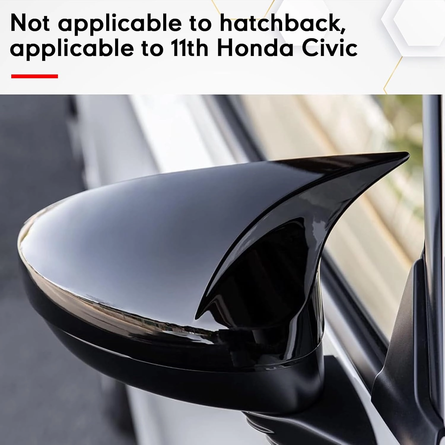 Door Side Mirror Cover for Honda Civic Accessories 2022 2023 2024 Aggressive Look Sport Door Side Mirror Cover（ Glossy Black）