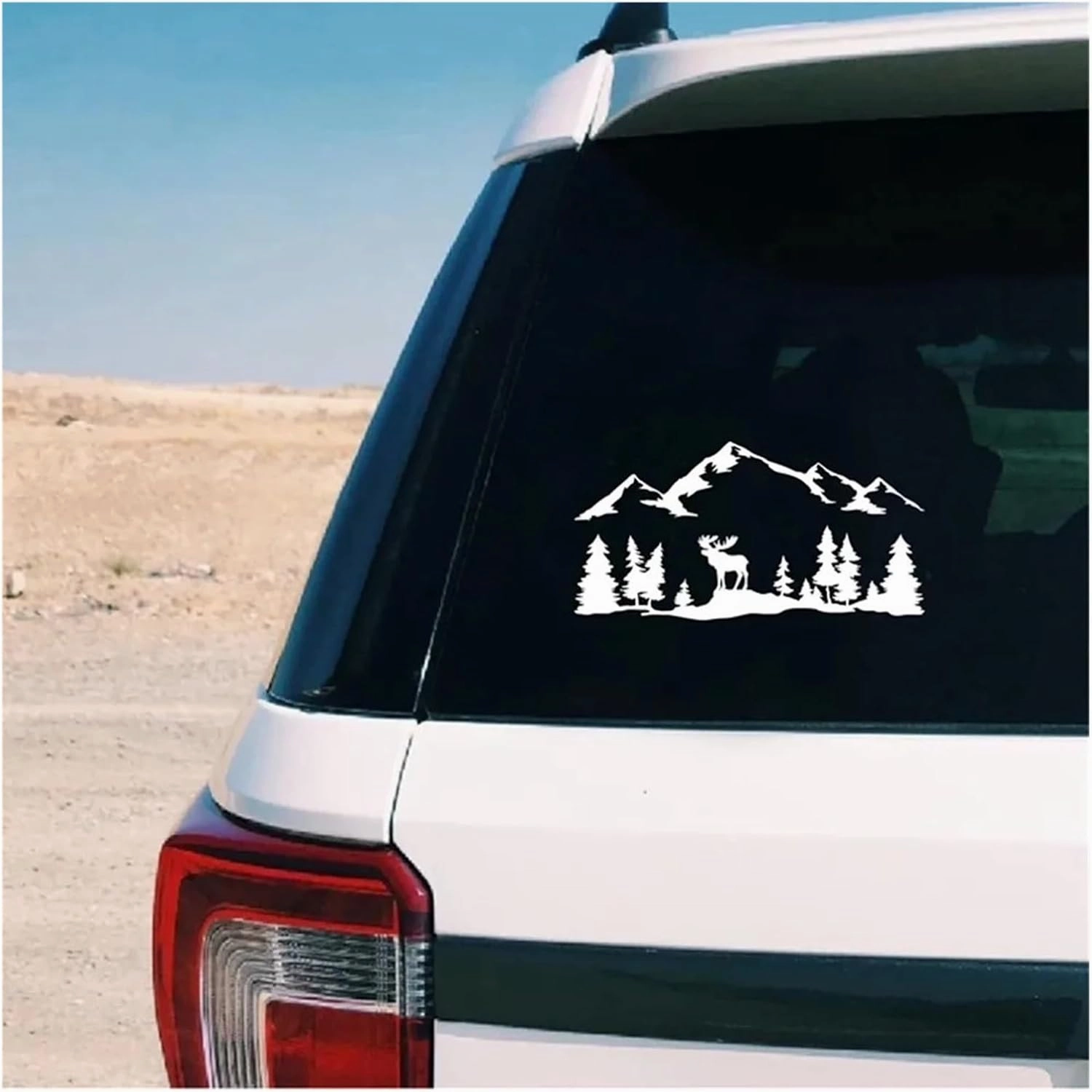 Doordash Decal Mountains Stickers for SUV RV Camper Off-Road Elk Tree Forest Mountain PVC Art Sticker Outdoor Car Decoration(Silver,100X52CM)