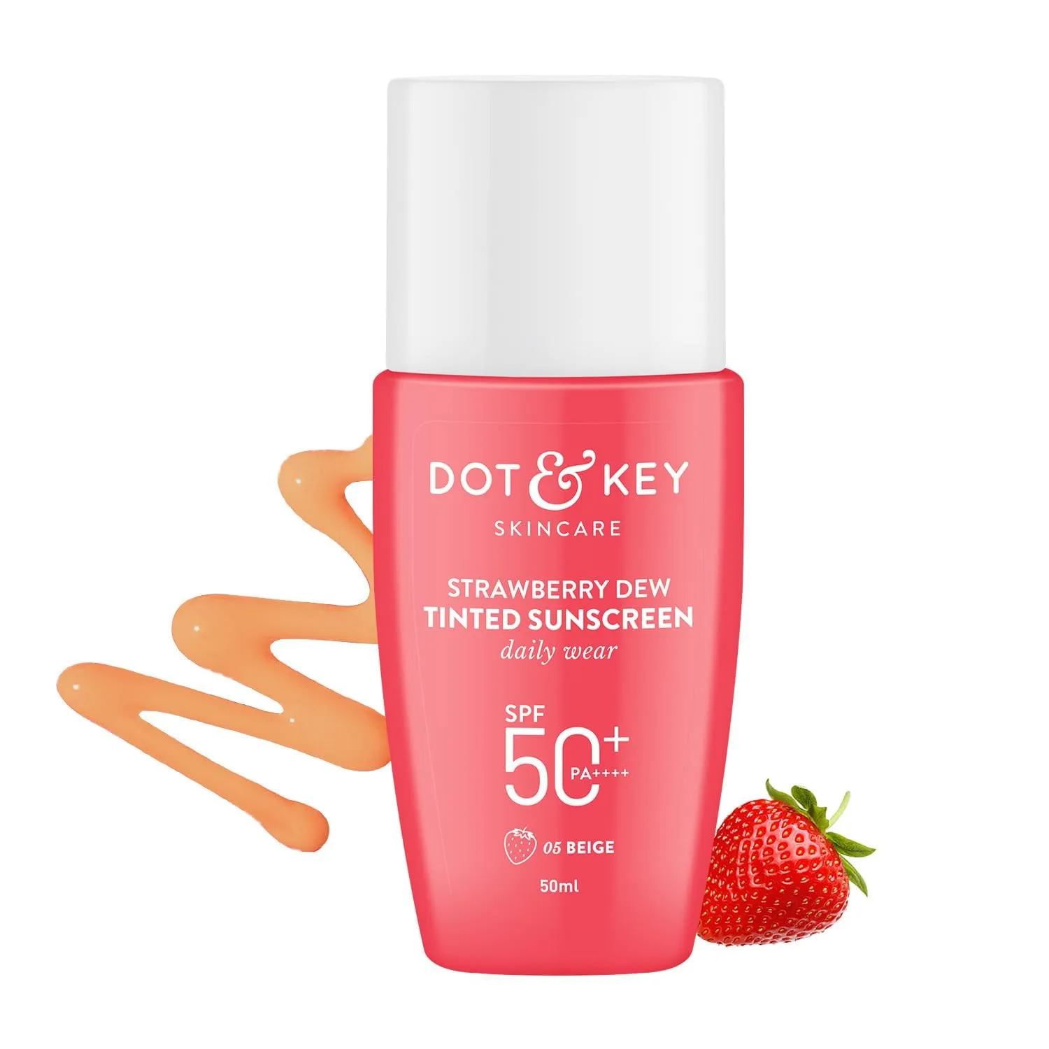 Dot - Key Strawberry Dew Tinted Sunscreen SPF 50  Pa     - 05 Beige | Protection Against UA/UB | Broad Spectrum, Water & Sweat resistant | For All Skin Types | 50ml