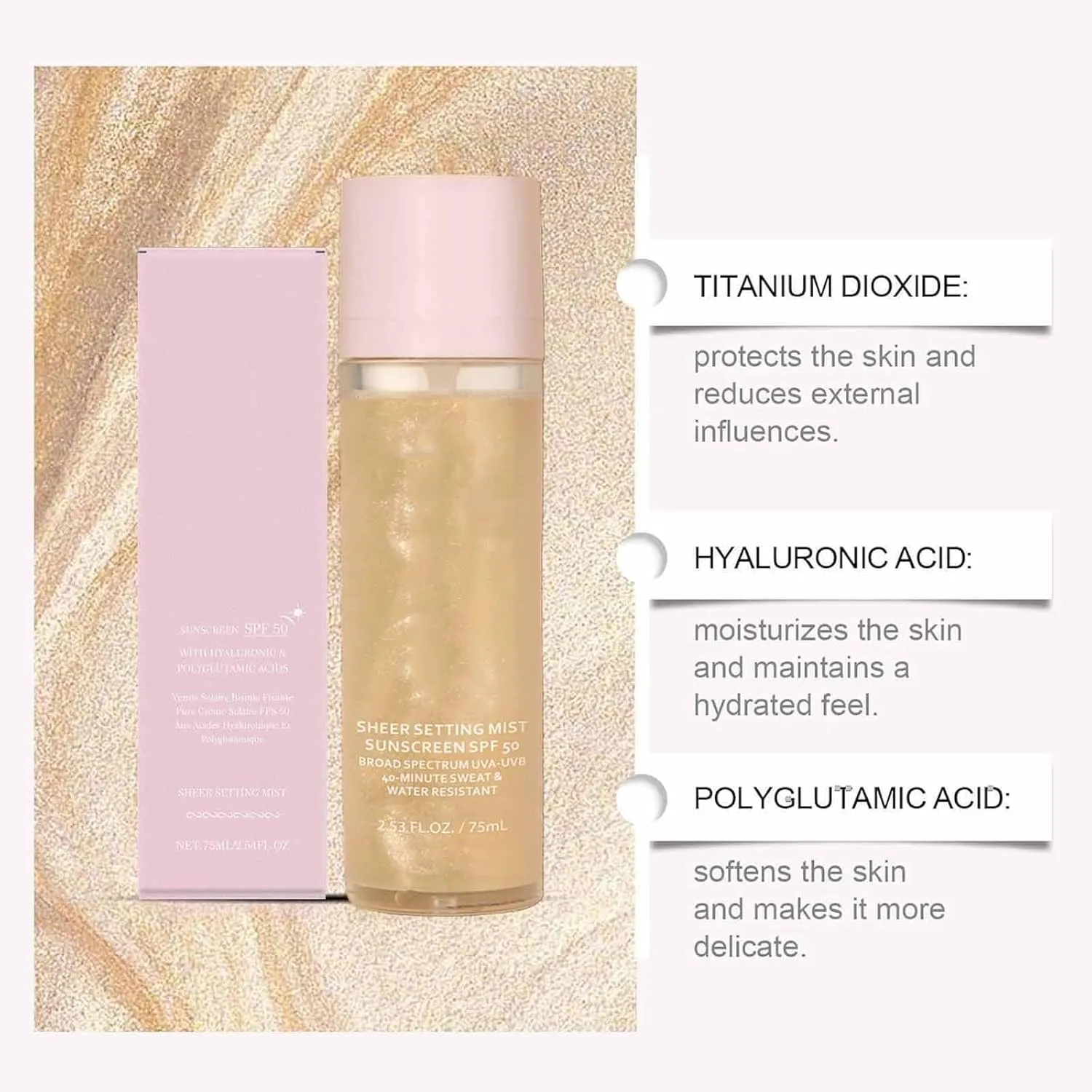 Elaria Sheer Setting Mist Sunscreen SPF 50, Sunglaze Sheer Setting Mist Sunscreen SPF 50, Weightless Mist That Sets Makeup Flawlessly