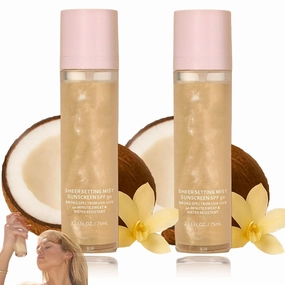 Elaria Sheer Setting Mist Sunscreen SPF 50, Sunglaze Sheer Setting Mist Sunscreen SPF 50, Glowy Finish Lightweight, Fast-Absorbing, Hydrating for Face & Body
