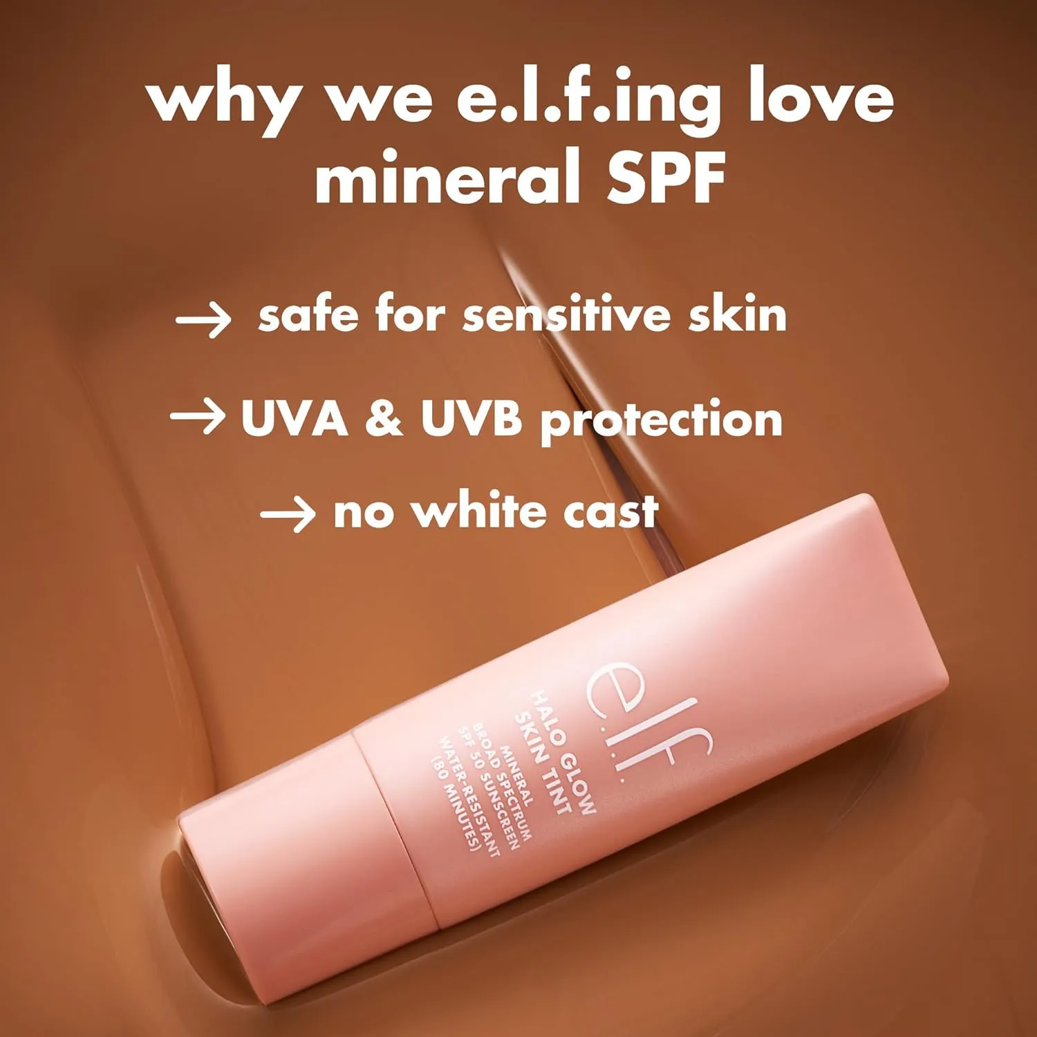 e.l.f. Halo Glow Skin Tint SPF 50, Tinted Moisturizer For Light, Buildable Coverage, Creates A Natural Glow, Vegan & Cruelty-Free, 13 Deep Neutral