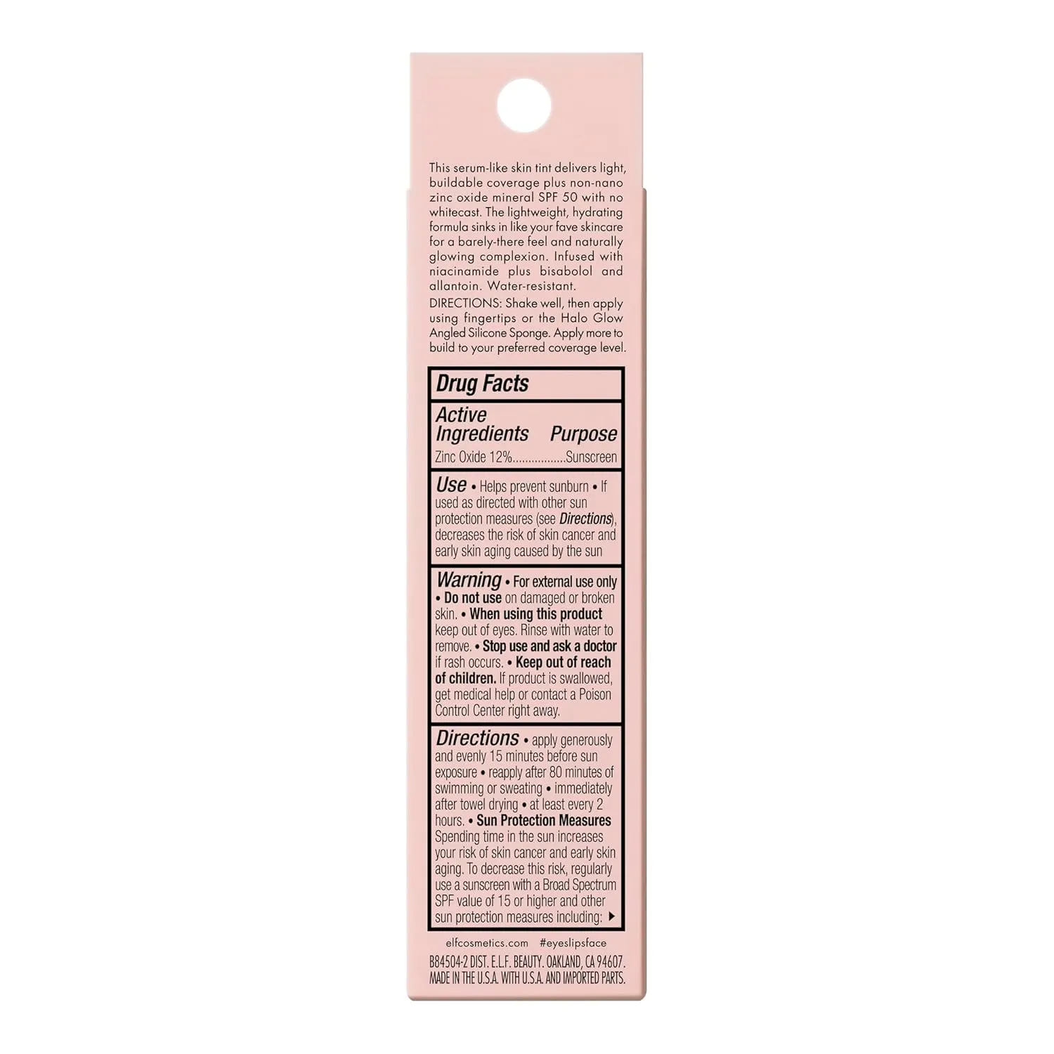 e.l.f. Halo Glow Skin Tint SPF 50, Tinted Moisturizer For Light, Buildable Coverage, Creates A Natural Glow, Vegan & Cruelty-Free, 6 Light Cool
