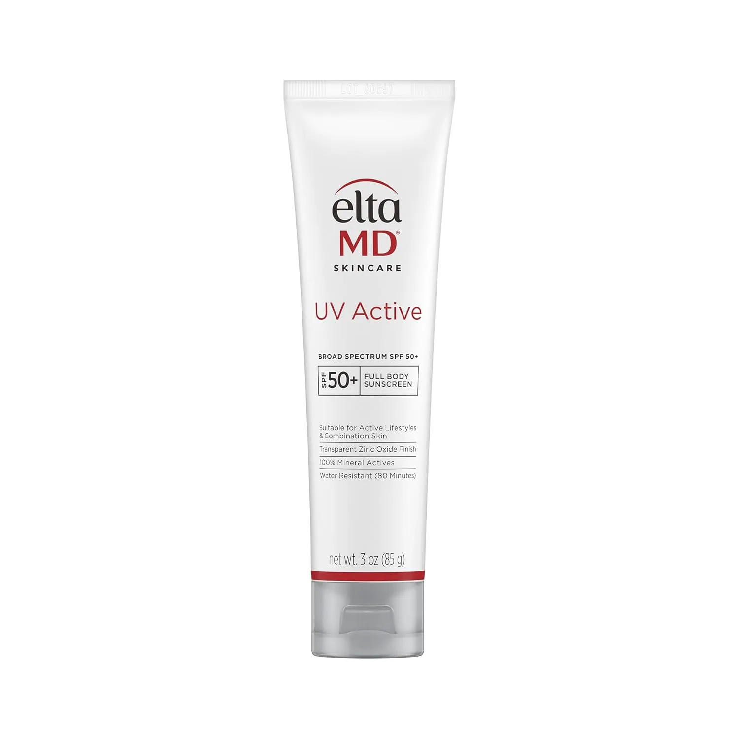 EltaMD UV Active Mineral Sunscreen with Zinc Oxide, SPF 50 , Water Resistant Sunscreen Up to 80 Minutes, 3.0 oz Tube