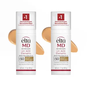 EltaMD UV AOX Elements Tinted Mineral Face Sunscreen Lotion, Tinted Moisturizer for Face SPF 50 with Antioxidants, For Dry Sensitive Skin 1.7 oz Pump