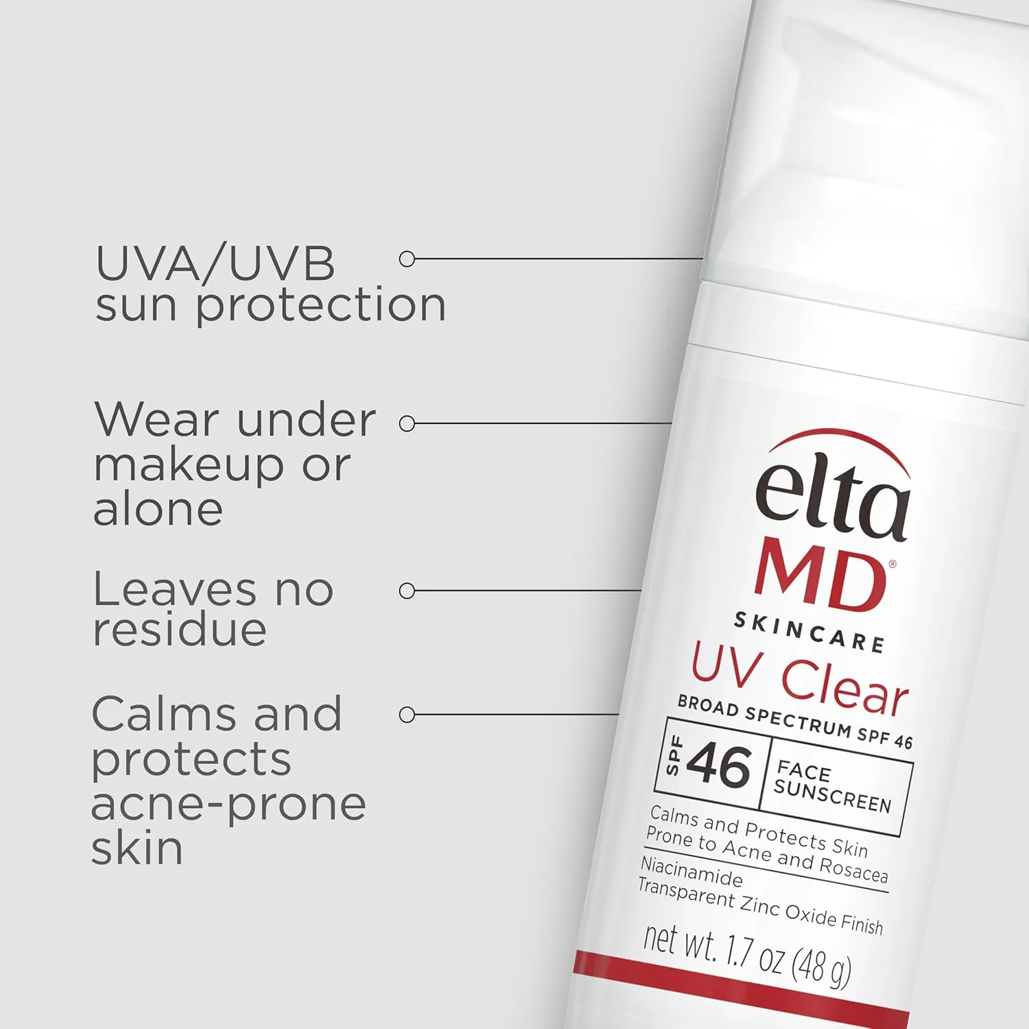 EltaMD UV Clear Face Sunscreen SPF 46, Oil Free Sunscreen with Zinc Oxide, Dermatologist Recommended Sunscreen