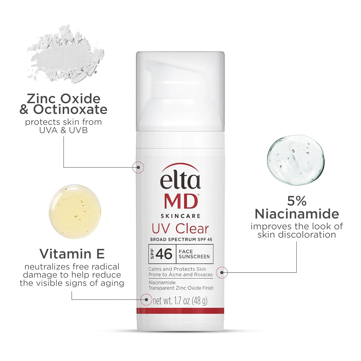 EltaMD UV Clear Face Sunscreen SPF 46, Oil Free Sunscreen with Zinc Oxide, Dermatologist Recommended Sunscreen