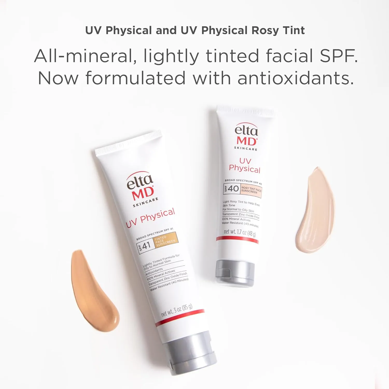 EltaMD UV Physical Tinted Sunscreen for Face, SPF 41 Tinted Sunscreen, 100% Mineral Active Sunscreen