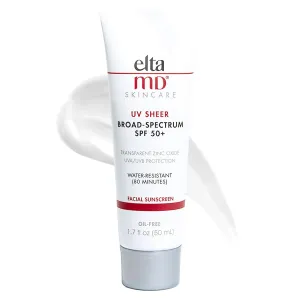 EltaMD UV Sheer Face Sunscreen, SPF 50  No White Cast Sunscreen for Face and Body, Zinc Oxide Sunscreen Formula