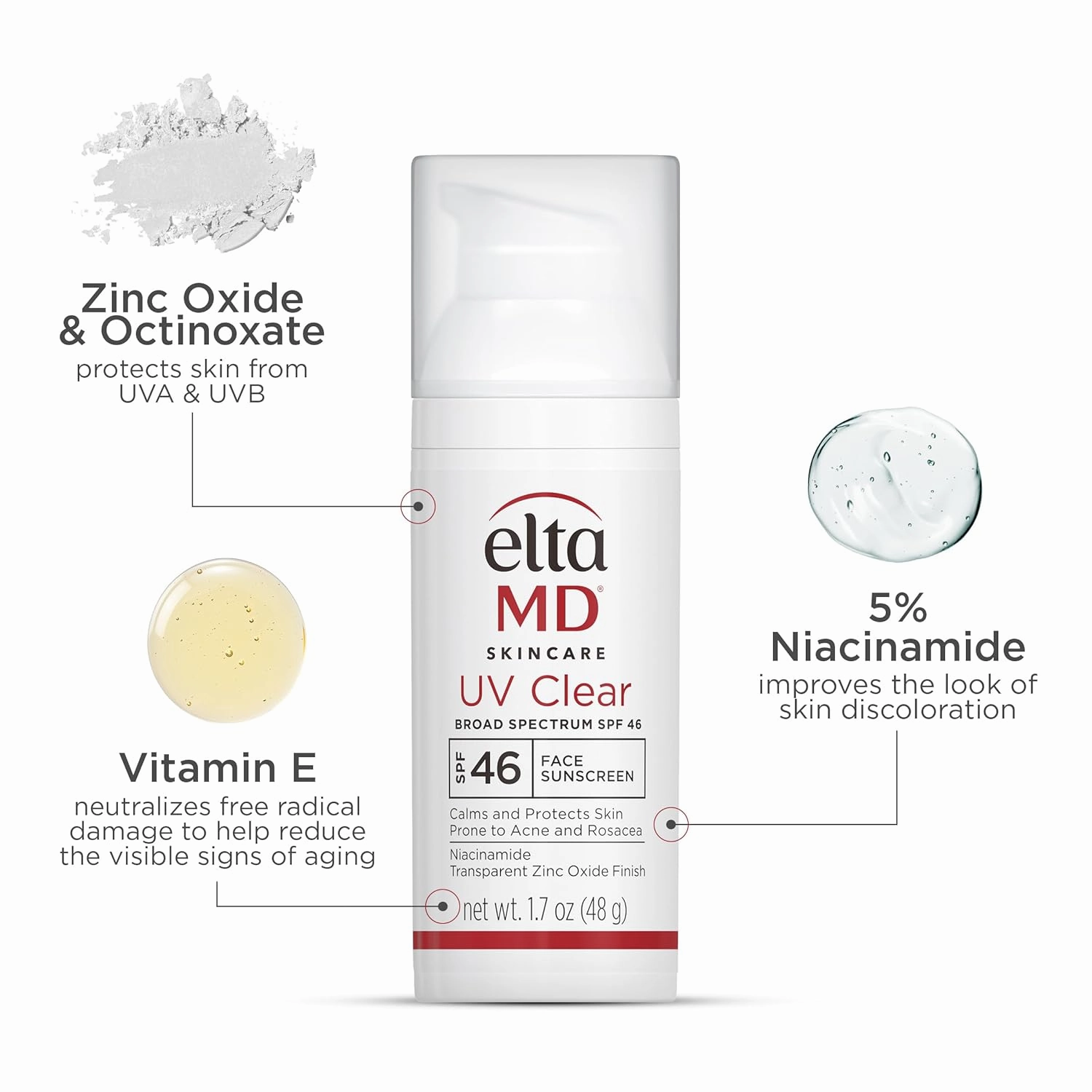 EltaMD UV Clear Face Sunscreen SPF 46, Oil Free Sunscreen with Zinc Oxide, Dermatologist Recommended Sunscreen