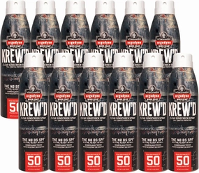 Ergodyne KREW'D 6353 Sunscreen Spray, Broad Spectrum SPF 50, Water Resistant, 5.5 oz, 12-Pack