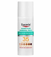 Eucerin Sun Tinted Mineral Face Sunscreen Lotion SPF 35, Non-Comedogenic Mineral Sunscreen with Gentle Zinc Oxide Protection for Sensitive Skin, 1.7 Fl Oz Bottle