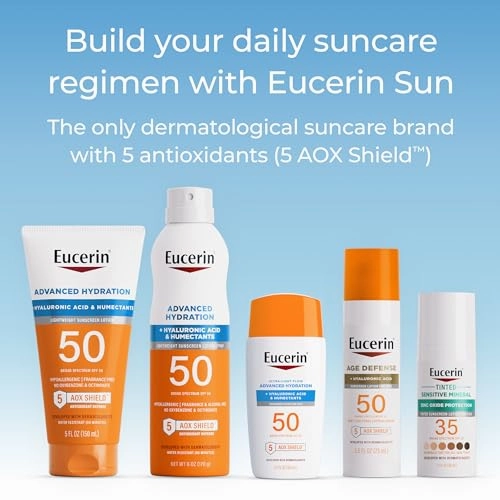 Eucerin Sun Tinted Sensitive Mineral Face Sunscreen Lotion SPF 35, Non-Comedogenic Mineral Sunscreen with Gentle Zinc Oxide Protection for Sensitive Skin, 1.7 Fl Oz Bottle