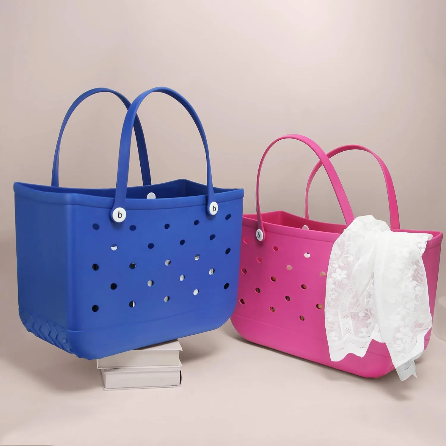EVA Beach Tote Bag - Waterproof Washable Tip Proof Durable Open Tote Bag for the Beach Boat Pool Sports