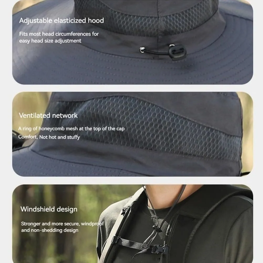 Fishing Hat with Solar Powered Fans | Wide Brim Outdoor Hat with Fans | Solar & USB Charging Sun Hat with Built in Fan for Me
