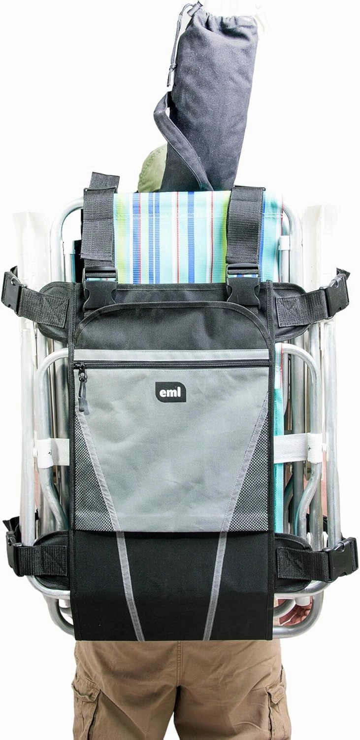 Folding Chair Carrying Bag - Large Beach Chair Backpack Fits 2 Beach Chairs, Sun Umbrella, Towels & More Beach Accessories Must Haves - Beach Chair Carrying Bag - Perfect Family Beach Bag