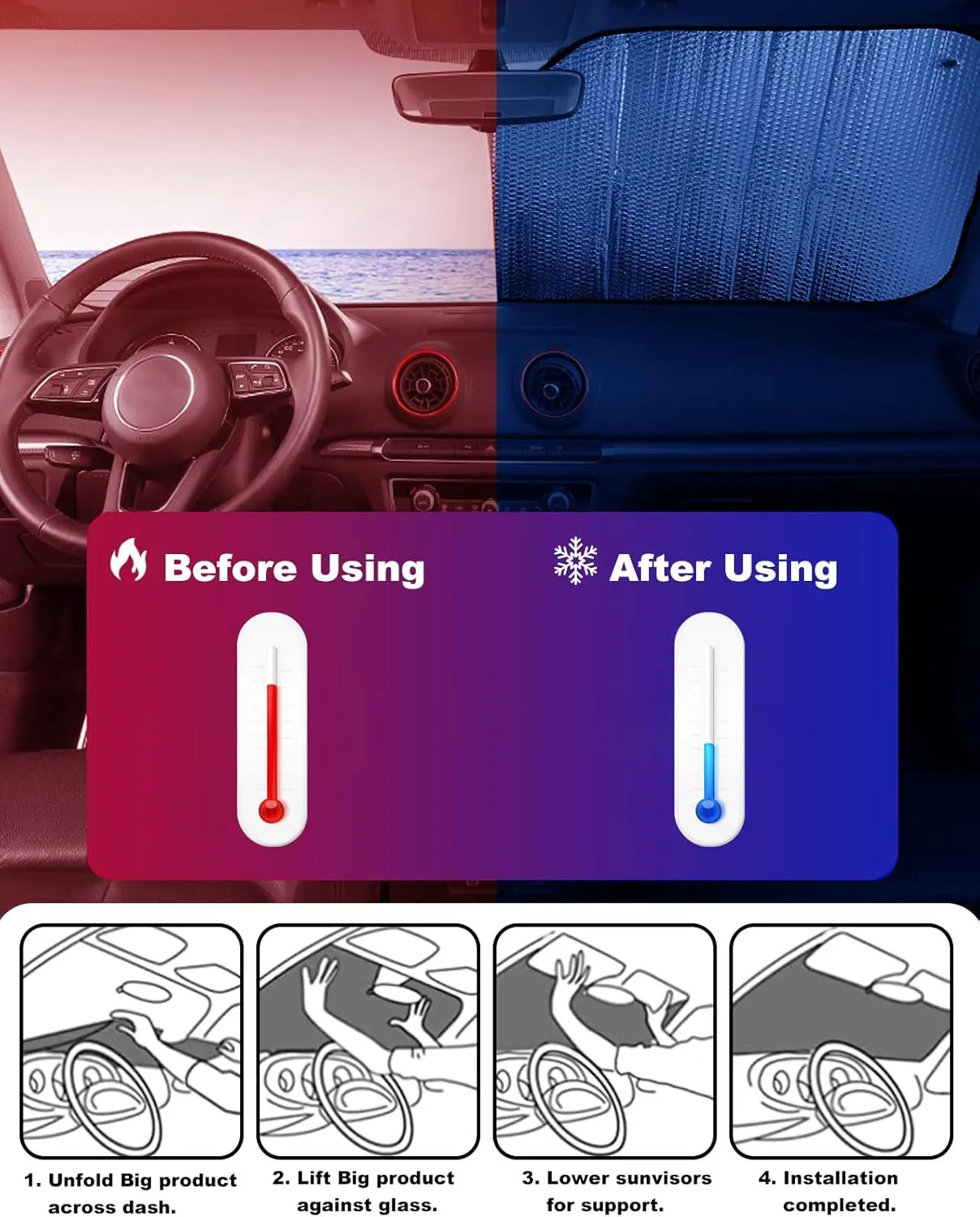 Football Windshield Sun Shade for Car Truck & SUV, Outdoor Funny Truck Front Window Sunshade Auto Sun Visor Heat Protection Sunscreen Blocks UV Rays, Kids Sports Game Boys Sports Competition Small