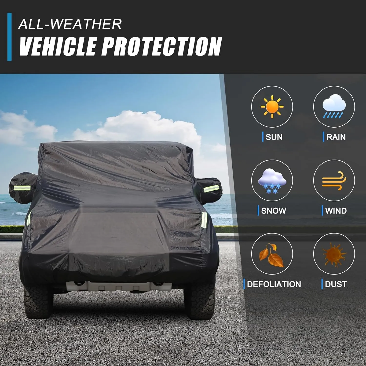for INEOS Grenadier Exclusive Car Cover All Weather Waterproof, Universal in All Seasons Snowproof Rainproof Premium Car Cover Compatible with INEOS Grenadier 2020-2024(Black)