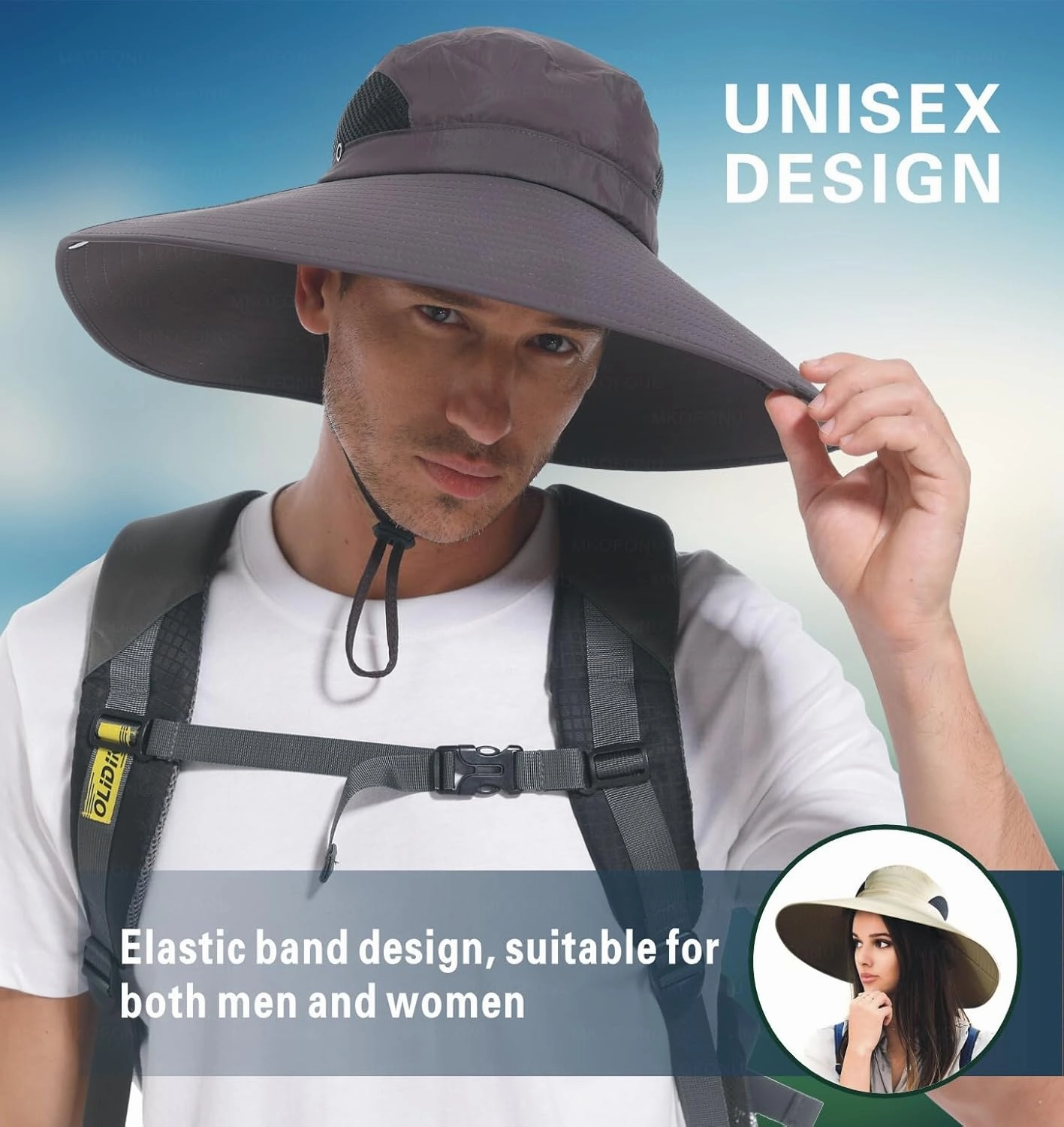 for Men & Women Ultra Wide Brim hat UPF50  Waterproof Sun hat Suitable for Fishing Hiking Camping & etc