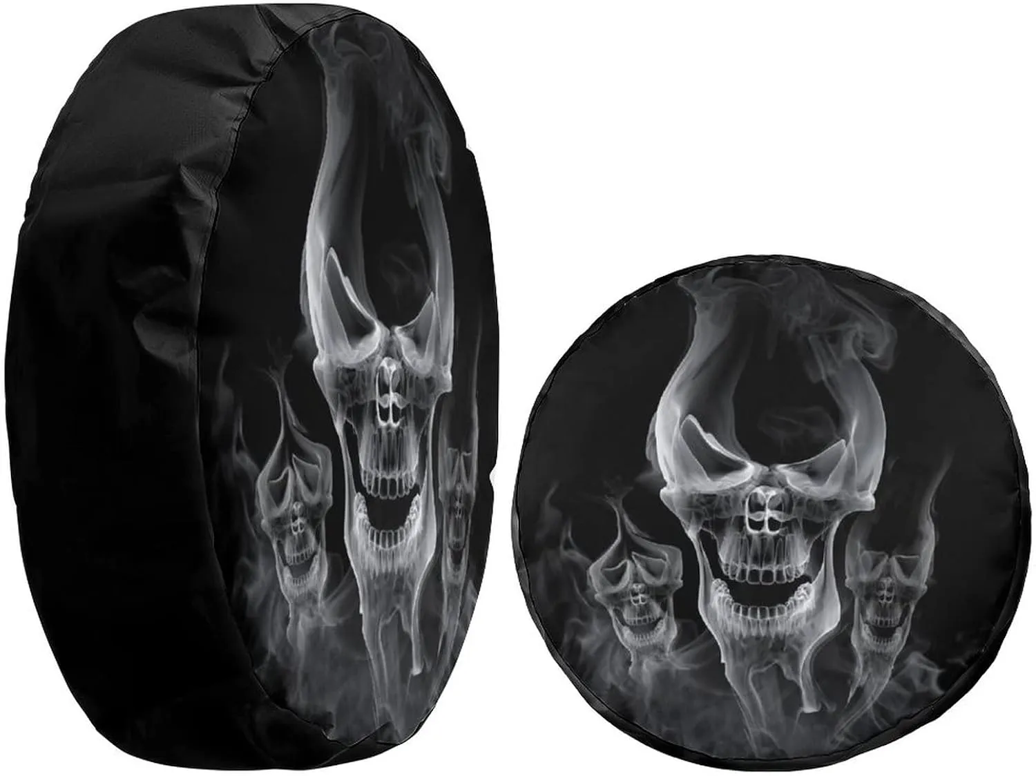 Foruidea Smoke Skull Spare Tire Cover Wheel Tire Cover Fit Trailer, RV, SUV and Many Vehicle 18inch