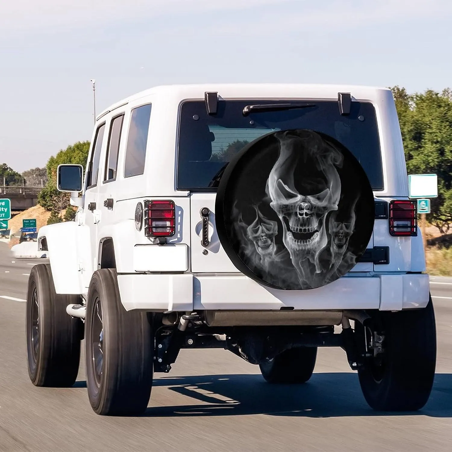 Foruidea Smoke Skull Spare Tire Cover Wheel Tire Cover Fit Trailer, RV, SUV and Many Vehicle 18inch