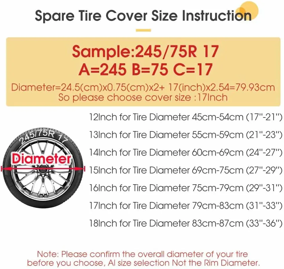 Foruidea USA Patriotic Firefighter Thin Red Line Flag Spare Tire Cover Wheel Tire Cover Fit Trailer, RV, SUV and Many Vehicle 13inch