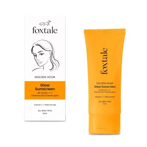Fox.tale. SPF 50 Vitamin C Glow Sunscreen with PA     Lightweight Fast Absorbing UVA and UVB Filters Prevents Tanning No White Cast Non-Greasy For Men & Women All Skin Types, 50 Ml