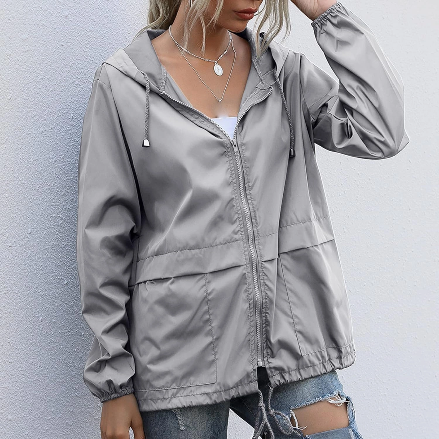 FRMUIC Rain Jackets for Women Waterproof Lightweight Hooded Rain Coats for Hiking Travel Outdoor Windbreaker Travel Jacket