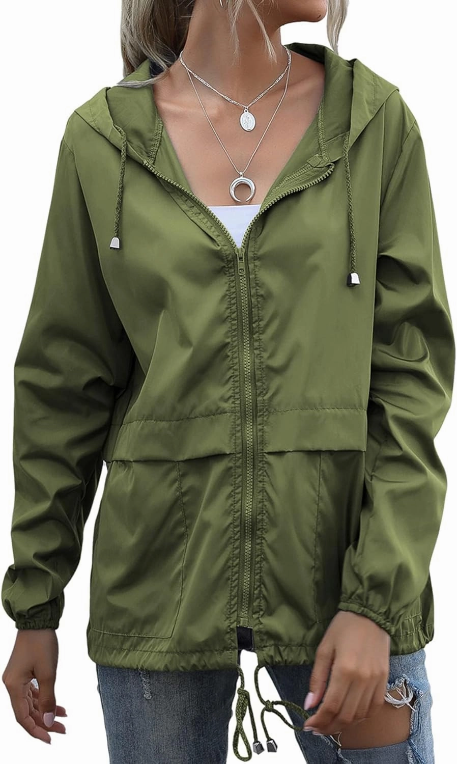 FRMUIC Rain Jackets for Women Waterproof Lightweight Hooded Rain Coats for Hiking Travel Outdoor Windbreaker Travel Jacket