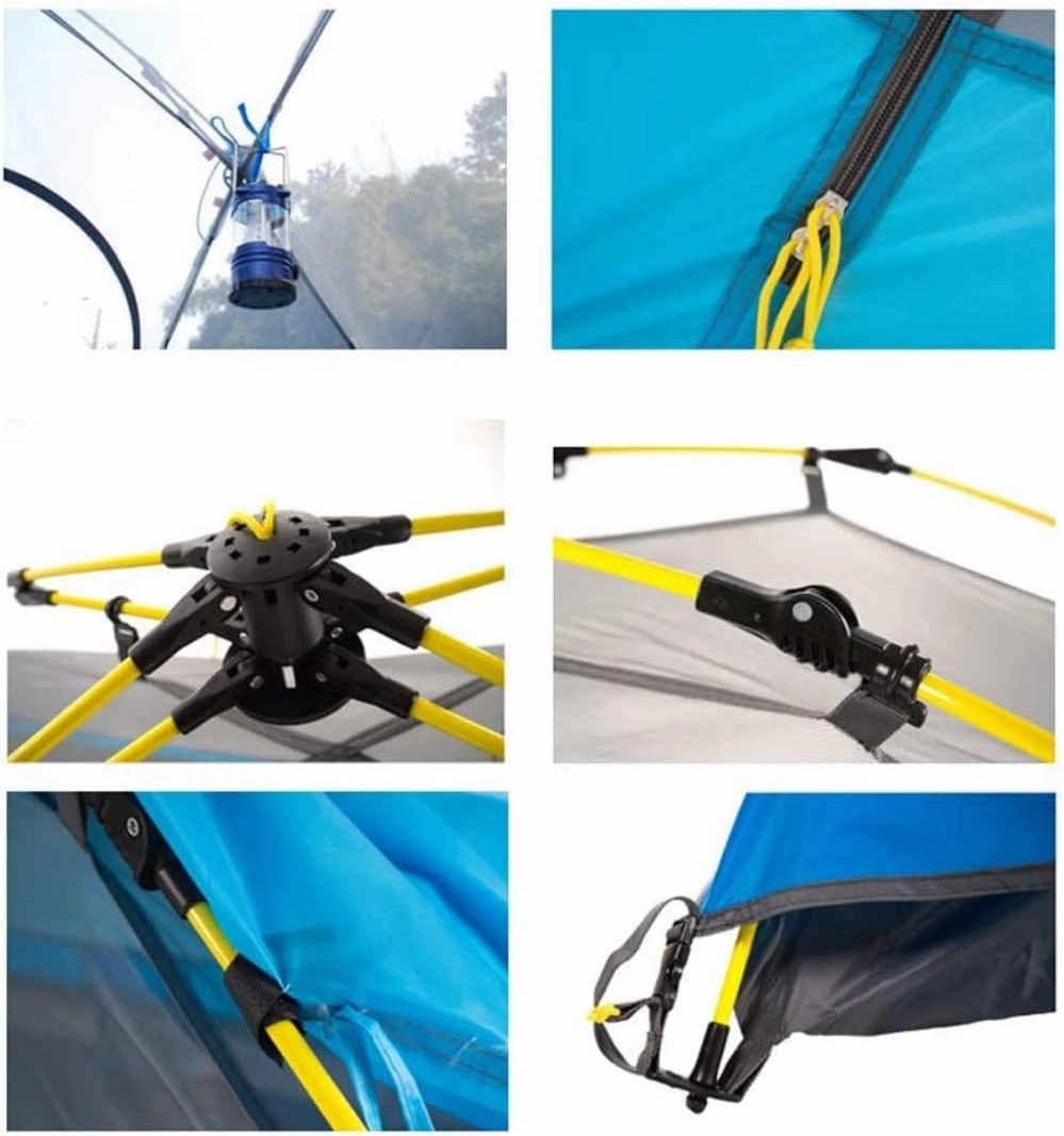 Fully Automatic Double Tent,Layer Waterproof Sunscreen Tent Outdoor Individual Four Seasons Ultralight Family Tent,Blue