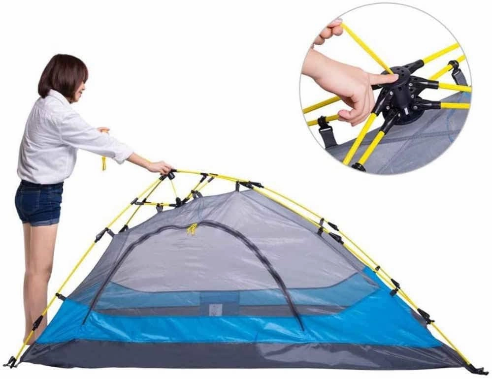 Fully Automatic Double Tent,Layer Waterproof Sunscreen Tent Outdoor Individual Four Seasons Ultralight Family Tent,Blue