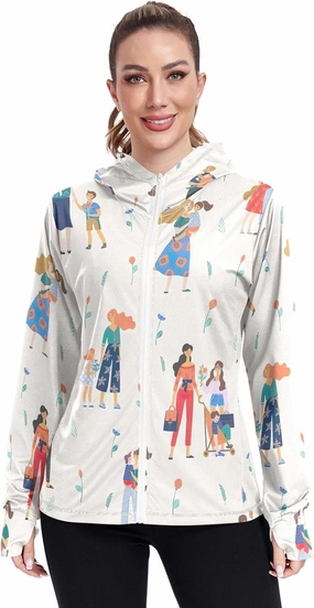 GAIGEO Tropical Colorful Palm Leaves Women Jacket UPF 50  Sunscreen Clothing for Women Uv, Cooling and Lightweight, S