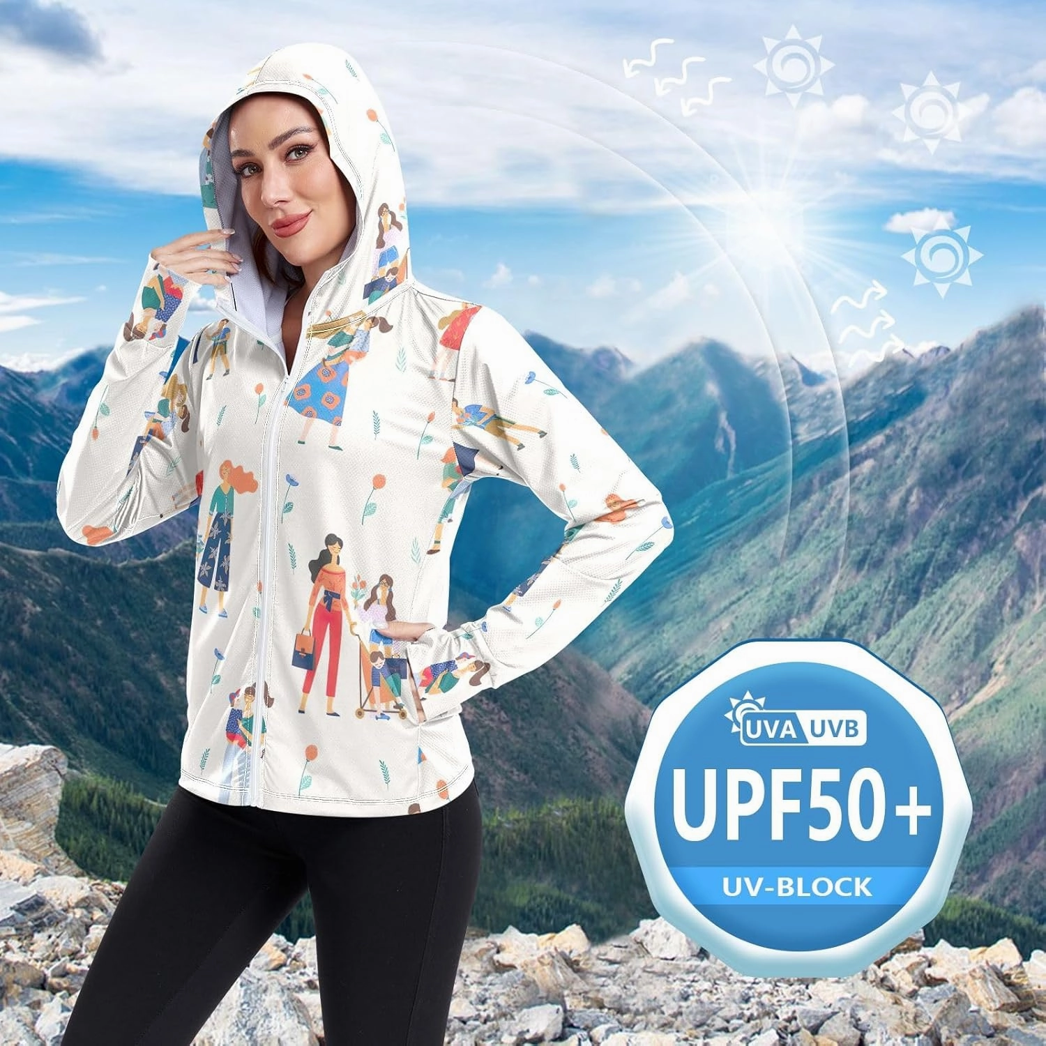 GAIGEO Tropical Colorful Palm Leaves Women Jacket UPF 50  Sunscreen Clothing for Women Uv, Cooling and Lightweight, S