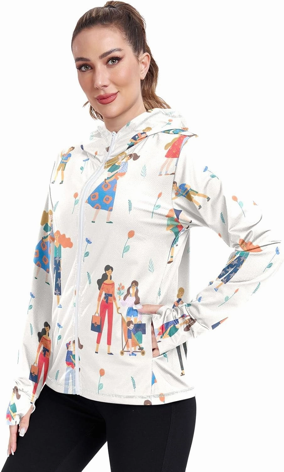 GAIGEO Tropical Colorful Palm Leaves Women Jacket UPF 50  Sunscreen Clothing for Women Uv, Cooling and Lightweight, S