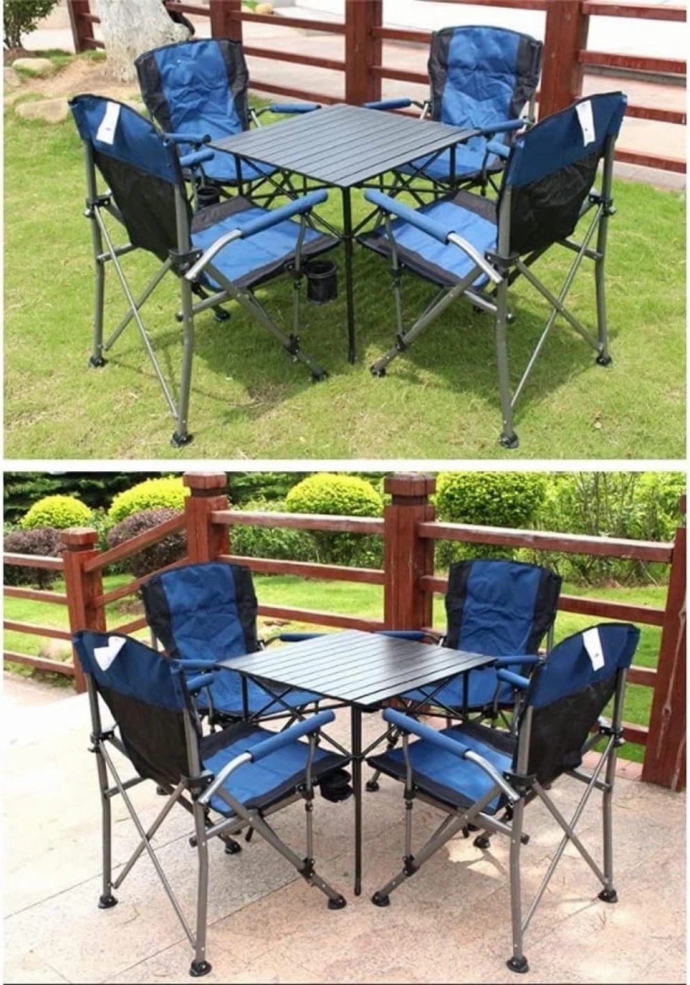 GaRcan Easy to Assemble Folding Chair with Cup Holder Outdoor Portable Lawn Adults Chairs Mesh Side Pockets Can Support 308 Pounds Camping Trip Portable (Green)