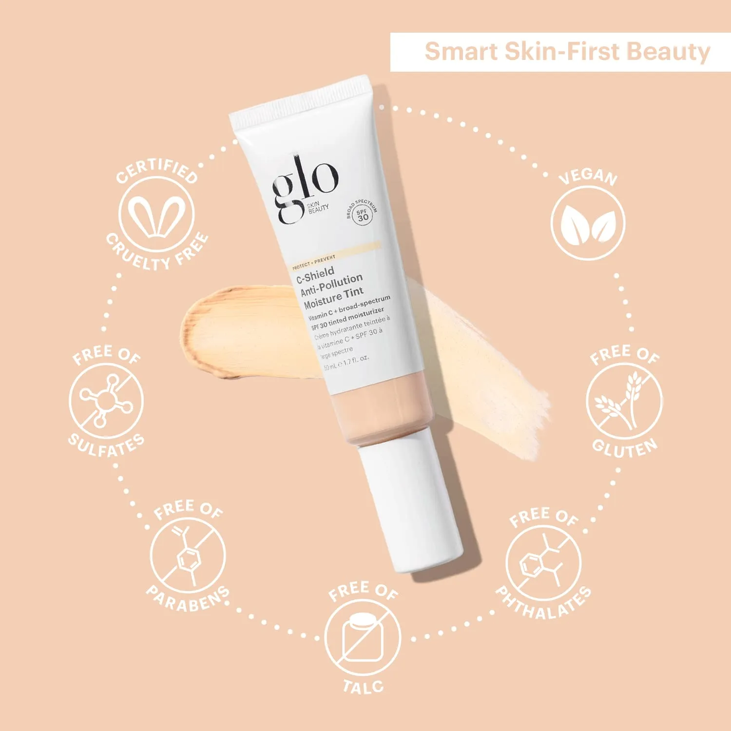 Glo Skin Beauty C-Shield Anti-Pollution Moisture Tint - Tinted Moisturizer With SPF 30 for Face, Broad Spectrum Protection & Vitamin C, 1.7 Oz (1N-Fair)