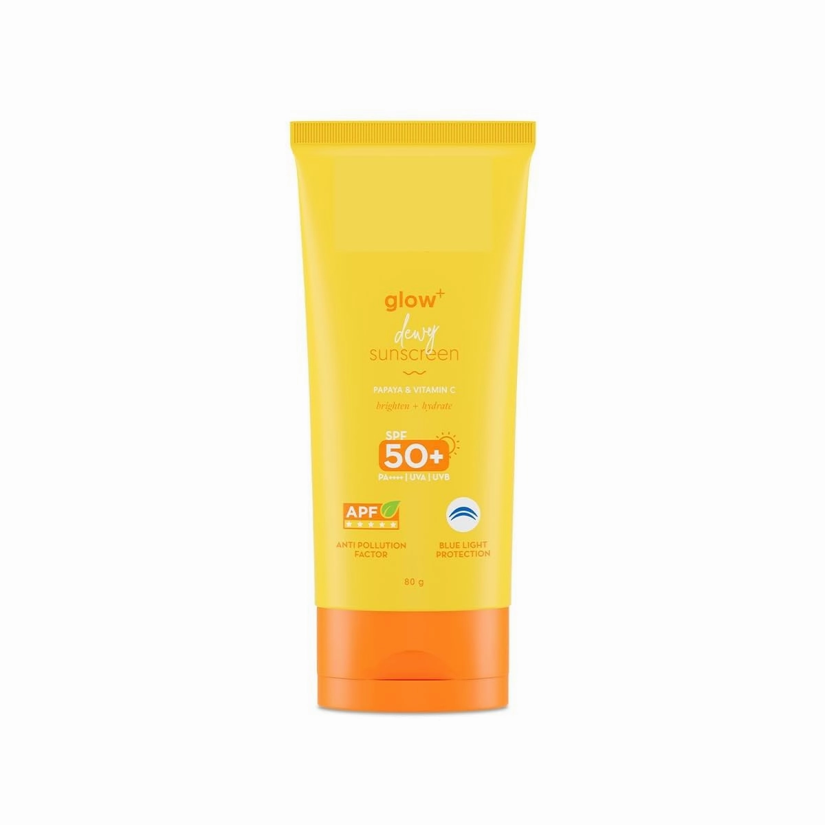 Glow  Dewy Sunscreen Gel SPF 50  PA     with Papaya & Vitamin C | Broad Spectrum SPF 50  PA     | UVA/B & Blue Light Protection,For Glowing & Sun Protected Skin - 80 g