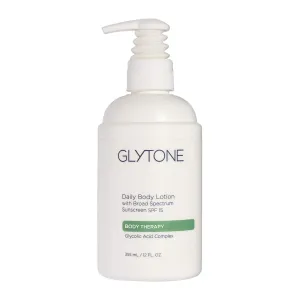 Glytone Daily Body Lotion with SPF 15–Broad Spectrum Sunscreen Moisturizer for Face & Body –Spf lotion with Glycolic acid & Shea Butter, Sensitive Skin sun screen, Gives Non greasy Sun Protection 12oz